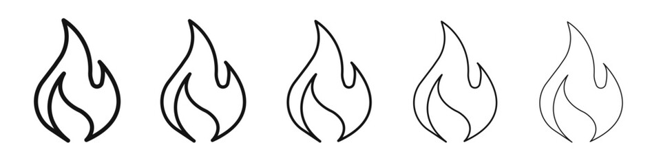 Fire icon flat illustration set logo