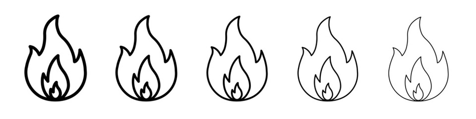 Fire icon flat illustration set logo