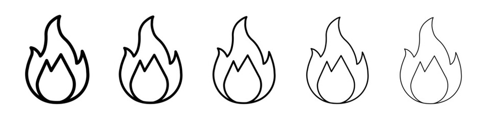 Flame fire icon flat illustration set logo