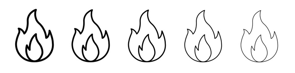 Flame fire icon flat illustration set logo