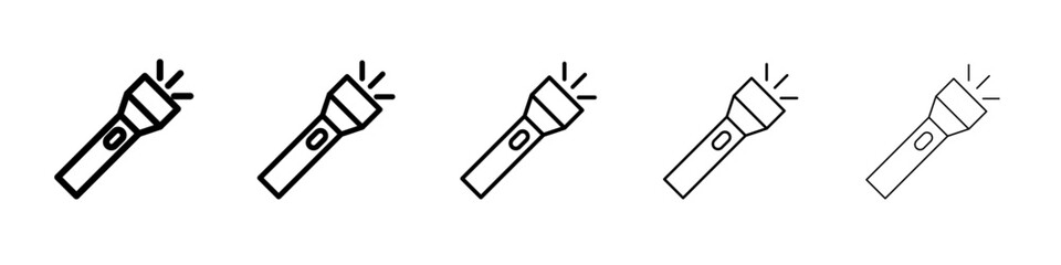 Flashlight icon flat illustration set logo