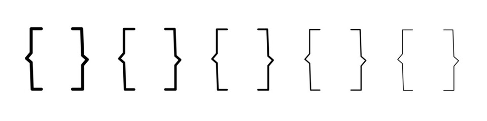 Font brackets icon flat illustration set logo