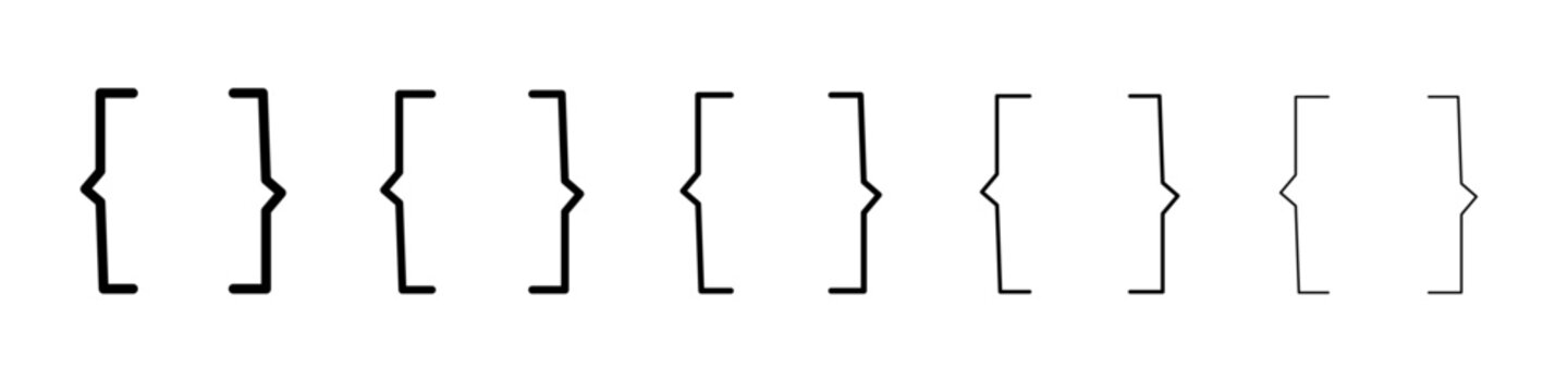 Font brackets icon flat illustration set logo