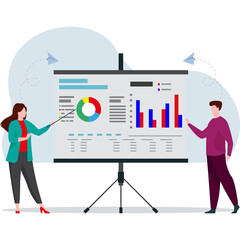Man and woman making Business Presentation Illustration