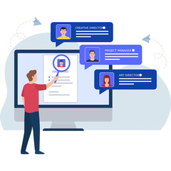 Man Search Employee Profile Illustration
