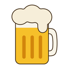 Beer mug with foam. Flat icon isolated on white background. Alcoholic drink concept for Oktoberfest and bar menu.