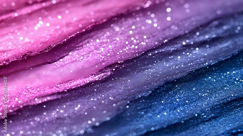 Poster diagonal stripes in pink and blue gradient with glitter texture and sparkle effect create abstract b