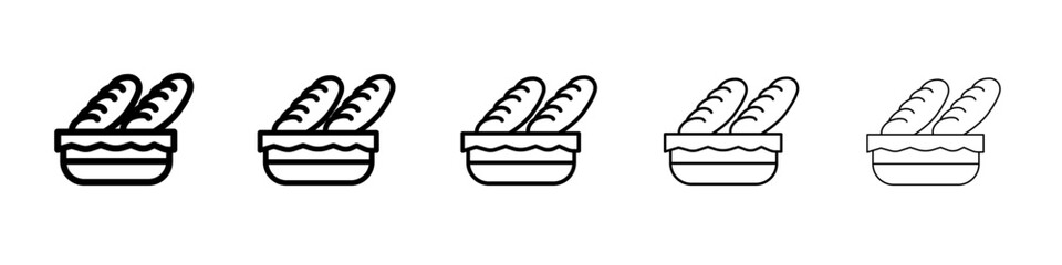 French bread icon flat illustration set logo