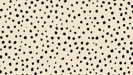 Abstract Beige Background with Irregular Black Dots Scattered Pattern Seamless Texture Design for Fabric Wallpaper Wrapping Paper