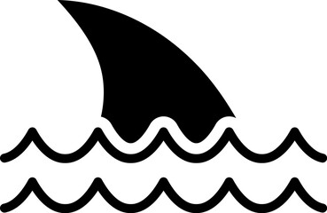 Shark fin in the sea icon.