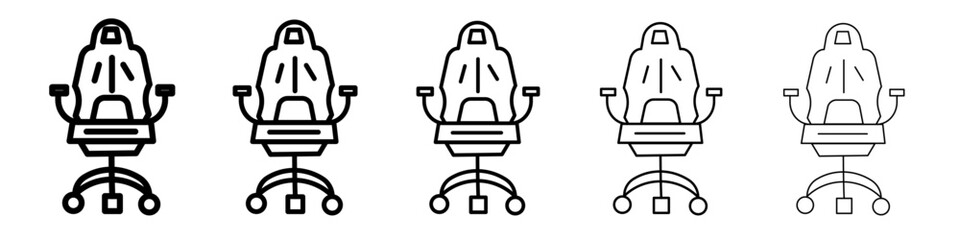 Gaming armchair icon flat illustration set logo