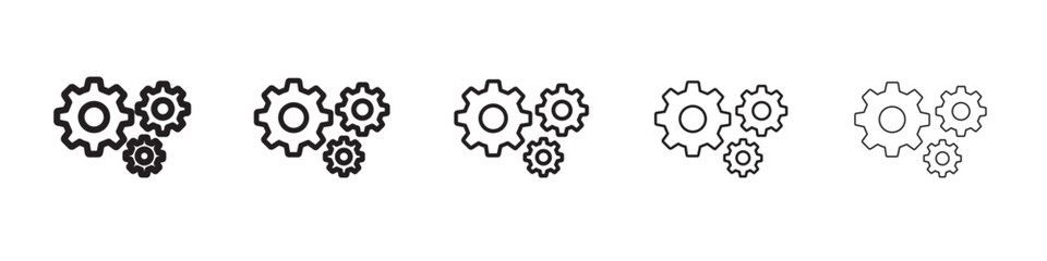Gears icon flat illustration set logo