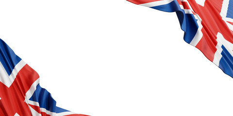 United kingdom or england flag on white background with copy space 3D render