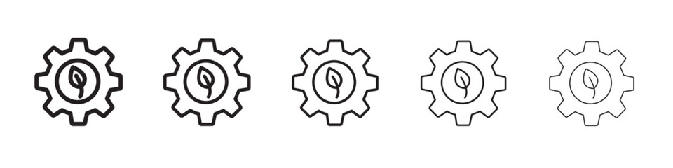 Green technology icon flat illustration set logo