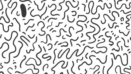 Abstract Seamless Pattern Dark Gray Organic Shapes White Background Swirling Lines Curvy Doodle Style Hand Drawn Texture Repeating Design