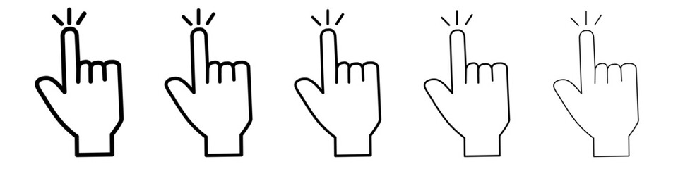 Hand clicking icon flat illustration set logo