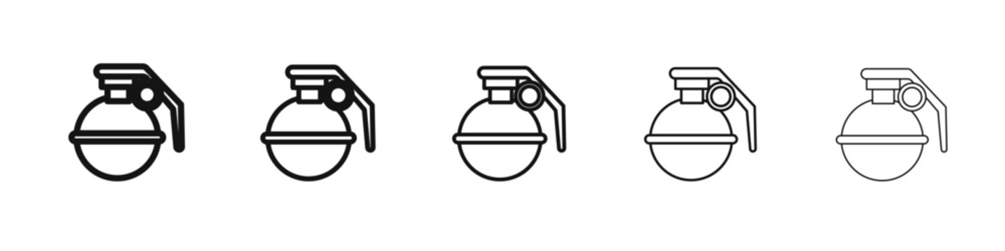 Hand grenade icon flat illustration set logo