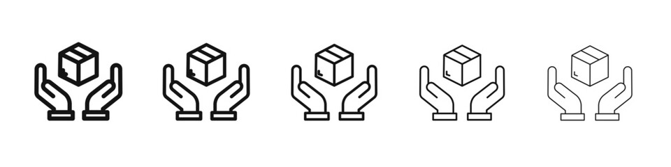Hand holding box icon flat illustration set logo