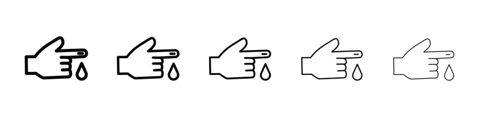 Hand with blood drop icon flat illustration set logo