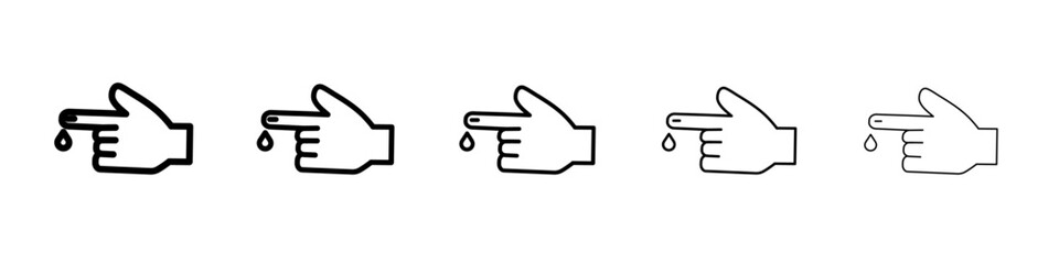 Hand with blood drop icon flat illustration set logo