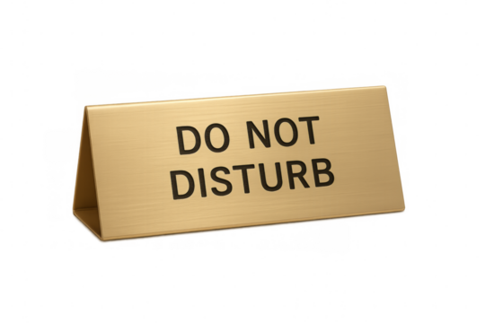 Golden do not disturb sign on transparent background
