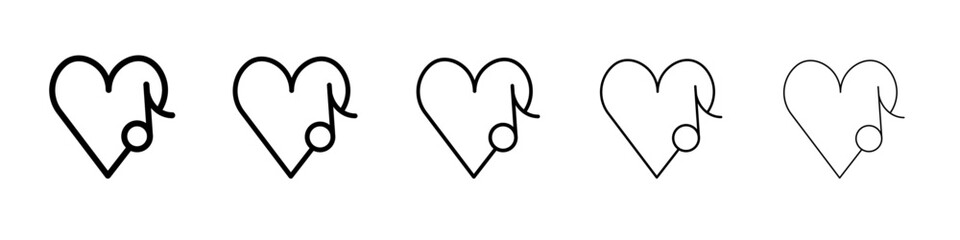 Heard heart note icon flat illustration set logo