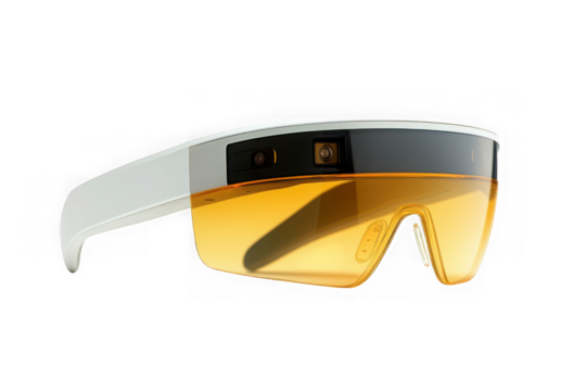 Augmented reality glasses ar smart glasses wearable tech with amber lens futuristic eye wearable technology isolated on transparent background