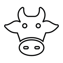 cow face line icon design. cow face thin black outline symbol vector illustration. editable stroke icon on transparent background.