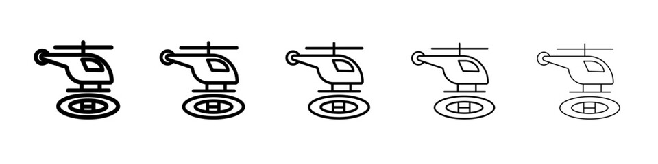helicopter helipad icon flat illustration set logo