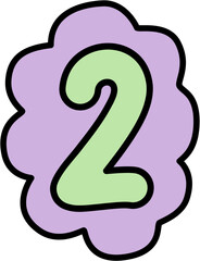 Fototapeta premium two number doodle font style typography text 