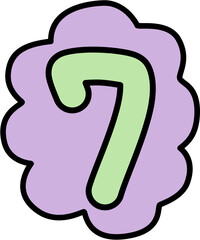 seven number doodle font style typography text 