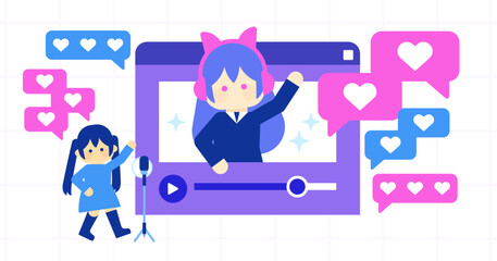 配信中のVtuberとファンのコメントイラスト