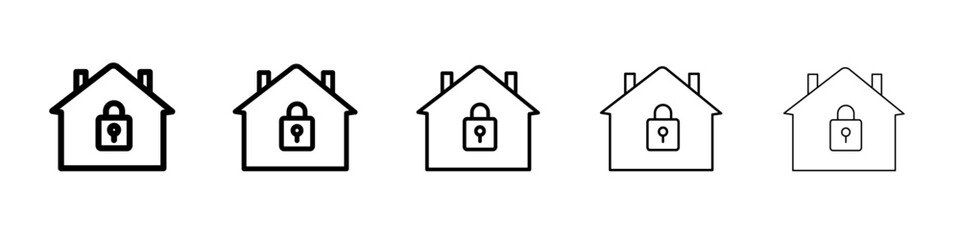 Home security icon flat illustration set logo