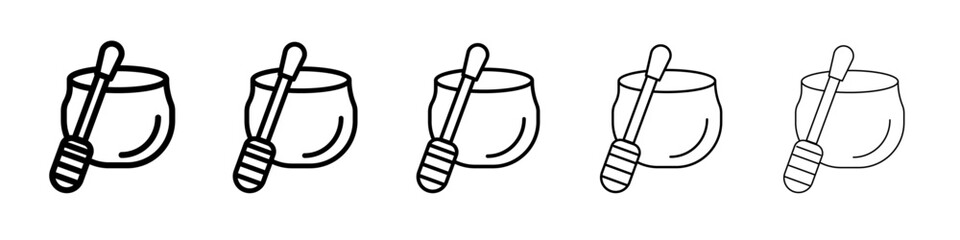 Honey jar with dipper icon flat illustration set logo