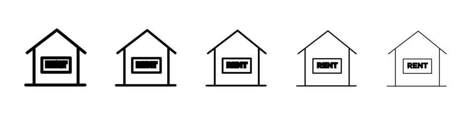 House rent icon flat illustration set logo