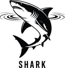Fototapeta premium Shark silhouette vector illustration vector white background.
