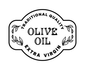 This vector illustration features elegant olive branches combined with a beautifully designed olive oil label, showcasing the essence of Mediterranean heritage, freshness and premium quality
