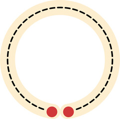 Beige Circle with Dashed Line and Red Dots