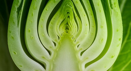 Bok Choy's Intricate Heart: A Close-Up Reveal of Nature's Geometry