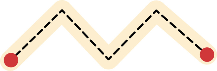 Zigzag Path: Dashed Line Trail with Rounded Ends, Tan Bordered.