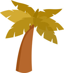 Stylized Palm Tree: Simple Graphic Icon with Golden Fronds and Brown Trunk