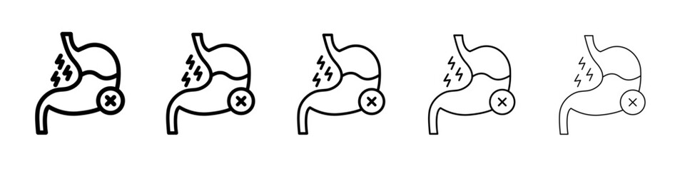 Indigestion icon flat illustration set logo