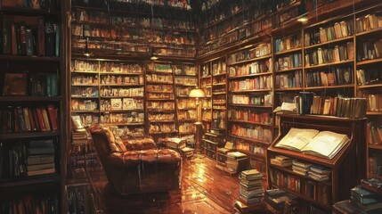 Cozy, well-lit library