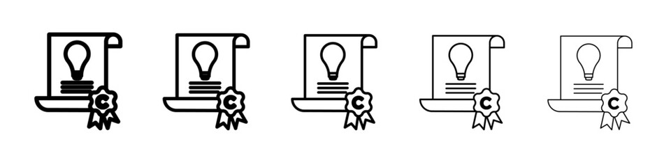 Intellectual property and copyright icon flat illustration set logo