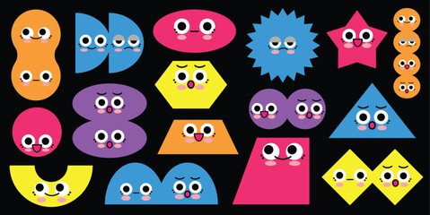 Geometric shape cartoon character vector illustration