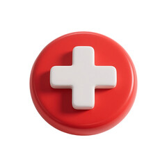 Obraz premium Red circle with white plus sign isolated on transparent background