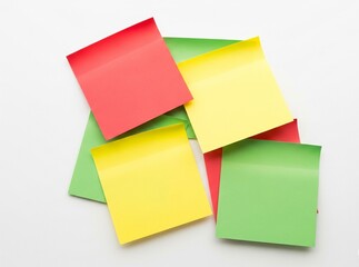 Fototapeta premium Colorful Sticky Notes Arrangement on White Surface