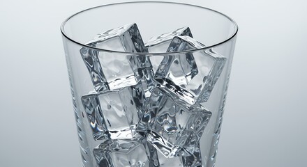 Crystal-Clear Ice Cubes in a Sleek Glass: A Refreshing Still Life