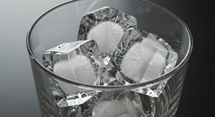 Crystal-Clear Ice Cubes in a Glass: A Close-Up Study of Purity and Cold