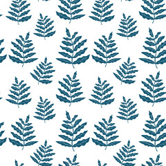Elegant blue fern pattern design suitable for various textile applications and modern decor